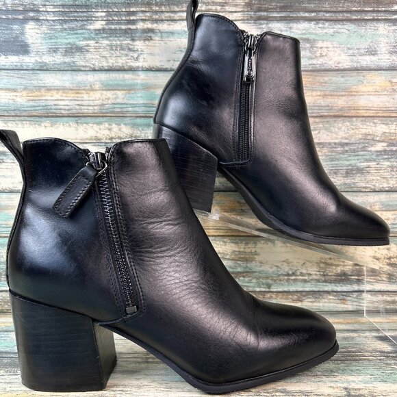 Blondo Womens 8.5M Waterproof Ankle Boot Black Double Zipper Casual Winter Work - Picture 1 of 12